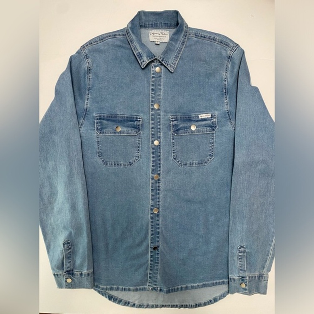 Rock Rebellious Liquor n Poker Mens Denim Snap Button Shirt‎ XL Western Y2K